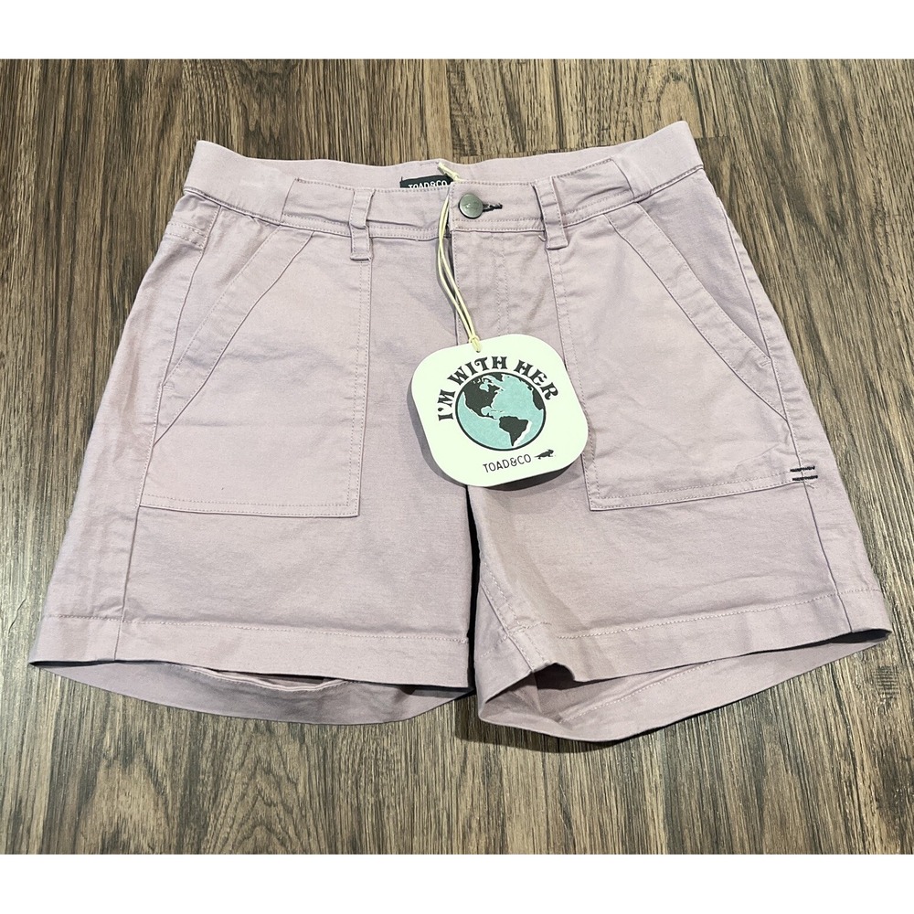 Toad & Co Womens Earthworks Camp Feded Lilac Short Size 0 Organic Cotton Blend - Picture 2 of 9